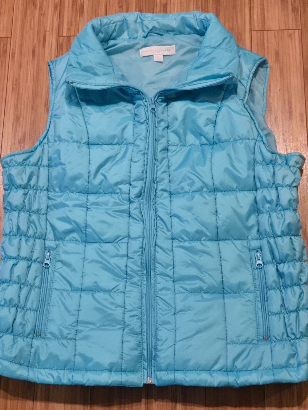New York & Company Light Blue Quilted Puffer Vest